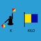 International marine signal flag, sea alphabet , vector illustration, semaphore, communication, kilo.