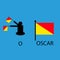 International marine signal flag, sea alphabet , vector illustration, semaphore, communication, oscar.