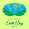 International Mother Earth Day theme. Globe and green leaves as a symbol of environmental and climate literacy. You can add your o