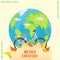 International Mother Earth Day with world map. Bicycle with leaves on a background of the globe. Concept on the theme of