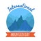 International mountain day card December 11th hohiday. Peaks geometric nature landscape flat vector illustration banner