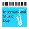 International Music Day. 1 October. Cultural holiday. Keyboard piano and saxophone