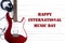 International Music Day background. Electric guitar with headphone.
