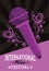 International music festival poster with microphone in purple background