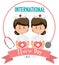 International Nurse Day logo with cute nurses