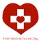 International Nurses Day. Hearts, medical cross
