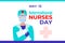 International nurses day. Vector banner, card, poster for social media. A female nurse in protective glasses, gloves and a mask