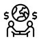International partnership businessman handshake icon vector outline illustration