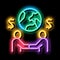 international partnership businessman handshake neon glow icon illustration