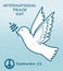 International peace day 21 september, white pigeon