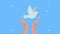 international peace day animation with hands lifting dove flying