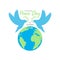 International peace day with doves, olive branches and earth