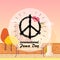 International Peace Day Logo with Hippie Sign Icon