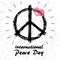 International Peace Day Logo with Hippie Sign Icon