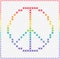 International Peace Day. A sign of the Pacific. Imitation of cross stitch. Rainbow colors.