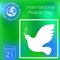 International Peace Day. White dove with olive branch. Series calendar. Holidays Around the World. Event of each day of the year.