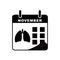 International pneumonia day icon with Lungs and hand icon.