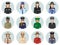 International police concept. Different policeman characters avatars icons set in flat style. Illustrations of sheriff, gendarme a