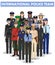 International police people concept. Detailed illustration of SWAT officer, policeman, policewoman and sheriff in flat