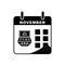 International radiology day calendar icon, with icon hand, earth and ultrasound . Design vector
