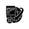 International restriction on firearms shipping black glyph icon