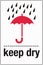 International Shipping Pictorial Labels Keep Dry Umbrella Rain Symbol