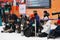 International sport photographers during photo shoot after the men`s snowboard halfpipe final at the 2018 Winter Olympics