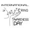 International Stuttering Awareness Day, Contour of a human face and hand, thematic inscription in letters of various sizes