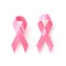 The international symbol of the fight against breast cancer, pink silk ribbon on white background, icon