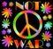 International symbol of peace, disarmament, anti-war movement. Grunge street art design in hippies rainbow colors, inscription not