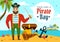 International Talk Like A Pirate Day Vector Illustration with Cute Pirates Cartoon Character in Hand Drawn Template