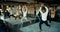 The international team does yoga during the break between work in the office. Oyise workers keep their body and mind in