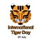 International Tiger day poster template with tiger head. Vector Illustration.