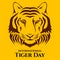 International Tiger day. Tiger`s head vector color illustration. July 29