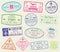 International travel visa passport stamps vector set