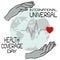 International Universal Health Coverage Day, Symbolic image of the planet, caring hands and heartbeat, caring for patients