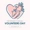 international volunteers day poster on white background template vector