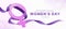 International women\\\'s day - 3D female sign with purple ribbon roll around on dot texture background vector design
