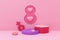 International Women\\\'s Day. 8 march. Number 8 with female sign, hearts and flowers. Mother\\\'s Day. 3d rendering