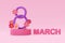 International Women\\\'s Day. 8 march. Number 8 with flowers. Mother\\\'s Day. 3d rendering