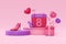 International Women\\\'s Day. 8 march. Podium display with female sign, gift box, hearts and flowers. Mother\\\'s D