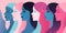 International Women\\\'s day banner, multicultural diversity women, in pastel colors, not real person. Generative Ai