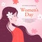International women\\\'s day minimalist design with long hair women illustration