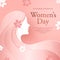 International women`s day monochromatic elegant background with long hair women illustration