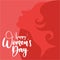 International Women`s Day Poster vector flat design illustration. Woman from the side view. Concept of Happy Women`s Day modern