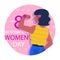 International womens day illustration with woman showing bicep Vector illustration.