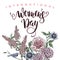 International Womens Day. Lettering design with flowers