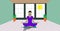 International Yoga Day 21st June a group yoga or girl meditating in a early morning vector illustration