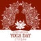 International Yoga day illustration with a beautiful mandala and lotus flower.