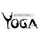 International yoga day. silhouette yoga body posture font. Women practicing yoga. vector illustration design